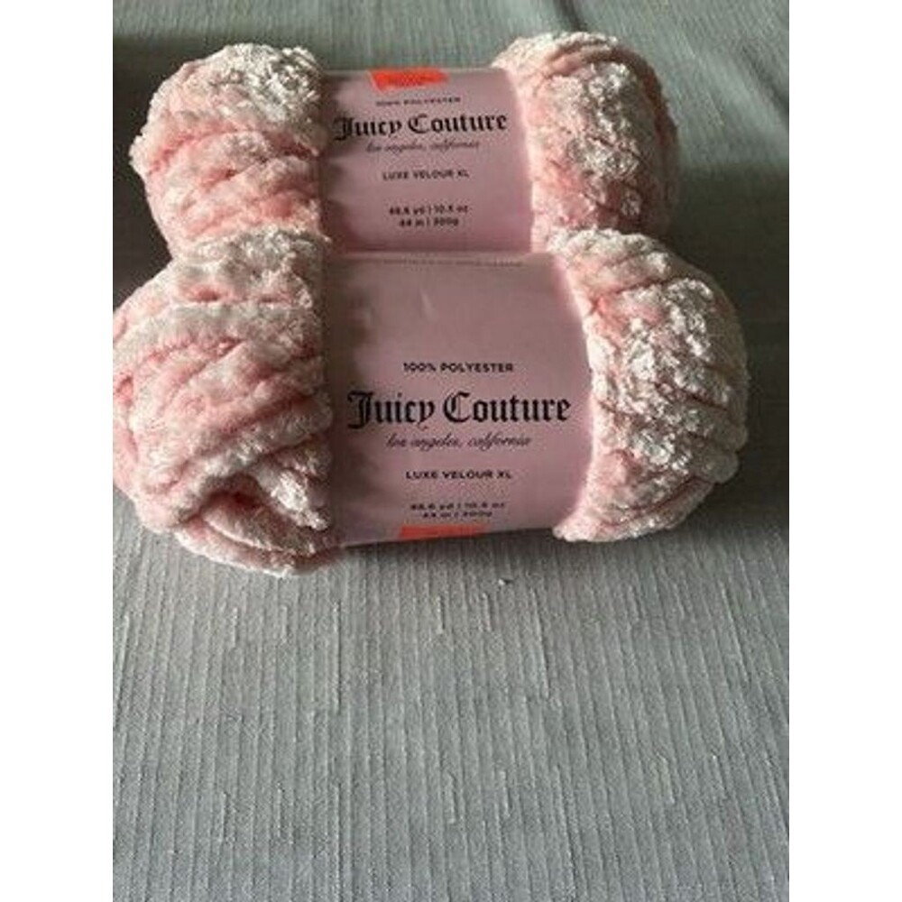 Lot 2 Juicy Couture LUXE VELOUR XL Pink Soft Glow Chunky Jumbo Yarn Skein Soft